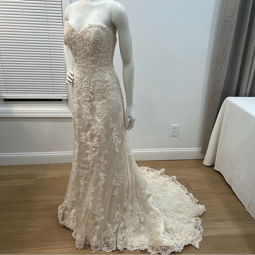 Maggie Sottero Emma Champagne Lace Strapless Wedding Dress